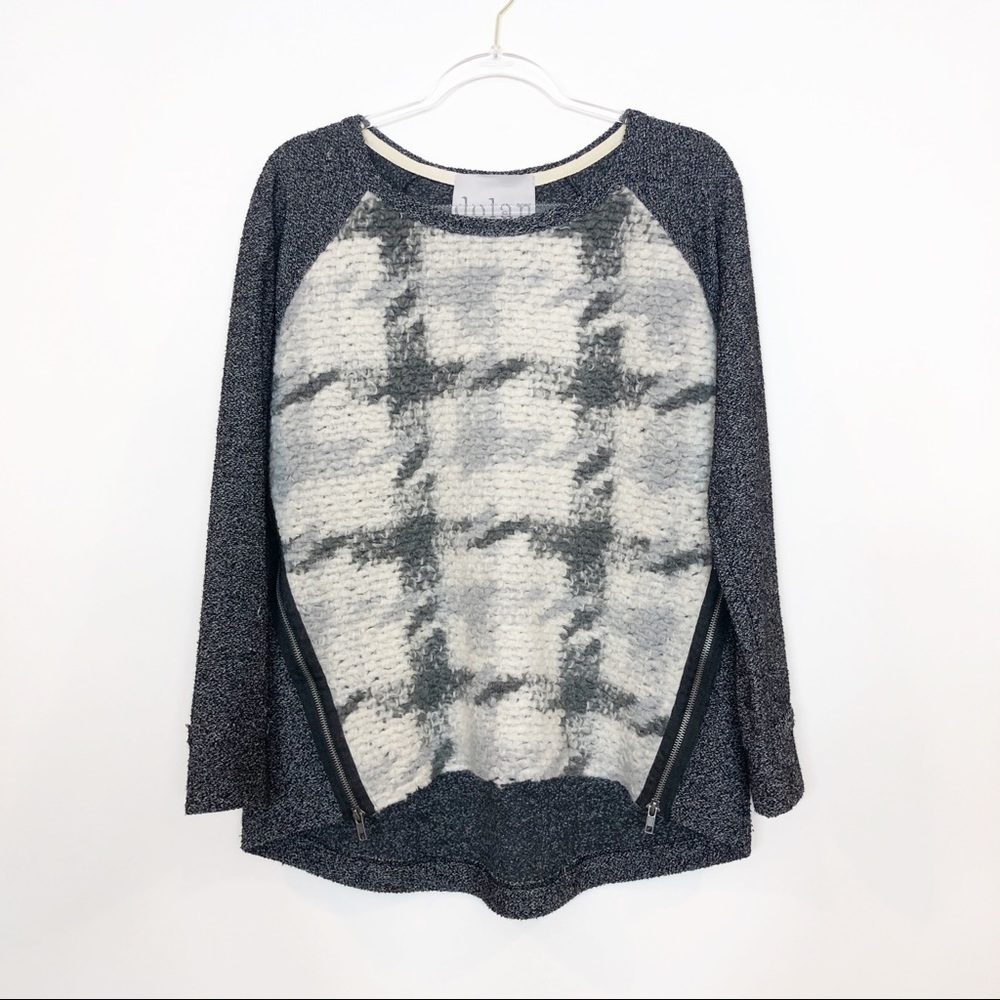 Anthropologie Gray and Cream Crew Neck Sweater